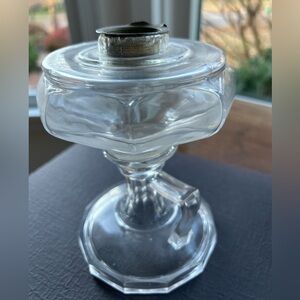 Antique Glass Pedestal Oil Lamp, Burner, Collar and Chimney Not Attached